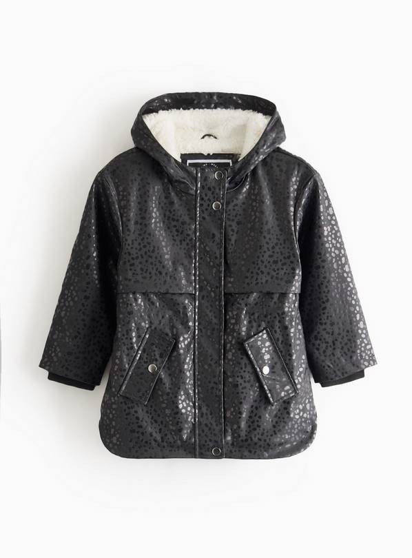 Black Printed Fleece Mac 5-6 years
